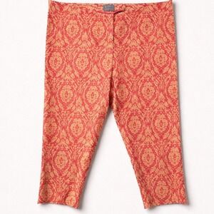 VTG Y2K Sigrid Olsen Pink Gold Damask Brocade Cropped Pants Trousers Women 10